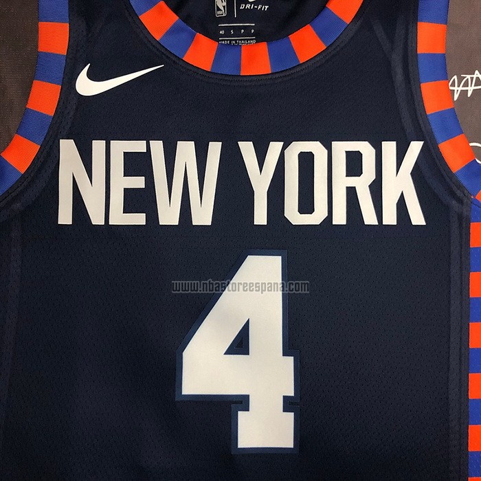 Camiseta New York Knicks Derrick Rose NO 4 Ciudad Edition 2019-20 Azul